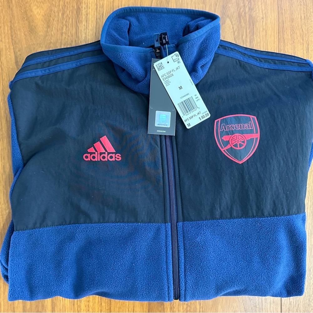 NEW Adidas Arsenal Fleece Men’s Medium in Navy with Black Accenta